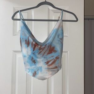 Tie Dye Cowl Neck Crop Top